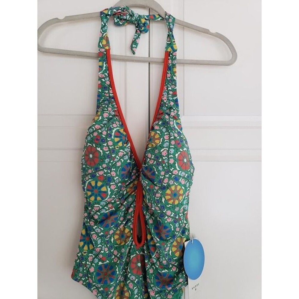 Rhode x Target Green Floral Zinnia High Leg Cheeky Halter Swimsuit - MEDIUM NWT - Picture 4 of 5